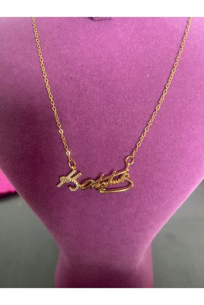 LUXENYA DESİGN 316L Stainless Steel Ataturk Signed Zircon Stone Gold - Silver Color Women's Steel Necklace