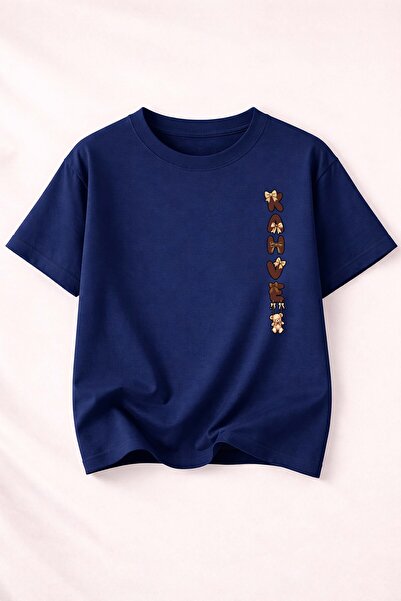 herkesemoda تي شيرت نسائي من القطن برقبة دائرية وطباعة Love Teddy
