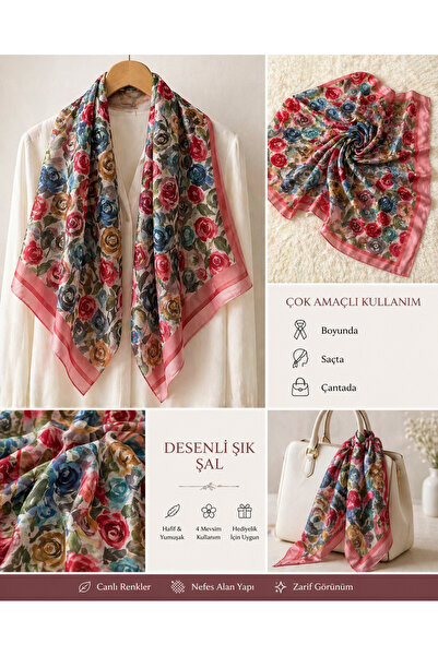 DerinAA STORE Gül Desenli Şal