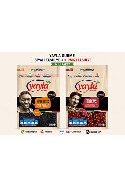 Yayla Gurme Siyah Fasulye + Kırmızı Fasulye 500g x2 İkili Set Avantaj Paket