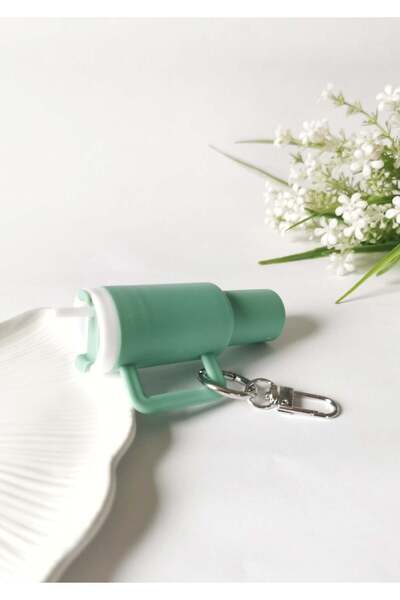 Halley Concept Mini Thermos Figured Charm Keychain Green – Plastic Bag Orname...