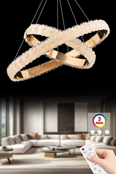 Luxira Aydınlatma Kardelen Döngü Gold 3 Renk Kumandalı Lüx Led Modern Ledli A...