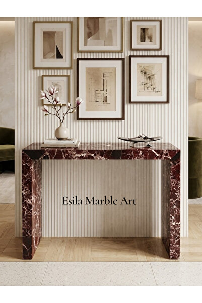 ESİLA MARBLE Elazığ Vişne Mermer Dresuar Konsol Masası – Modern Lüks Tasarım ...