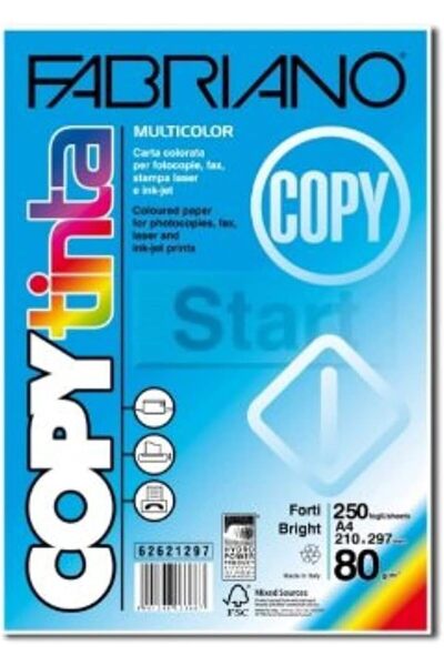 Fabriano Colored Paper, 250 Sheets, 80 GSM, Pack of 8, A3 Size, Light Color
