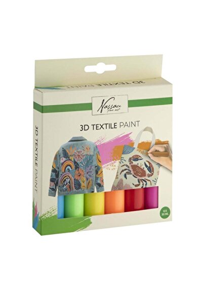 Nassau Set de 6 bucăți vopsea textilă 3D 6x30ml Fine Art - Basic