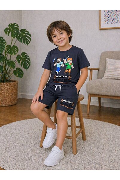 MİNİKO KİDS DEČAČKI SET PAMUČNIH KRATKIH PANTALONICA SA MINECRAFT UZORAKOM