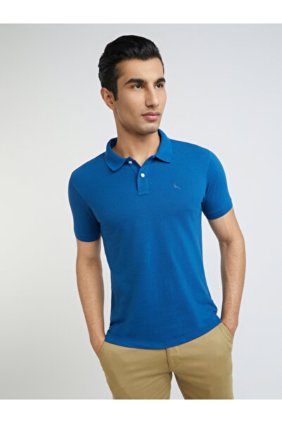 Parx Men Blue Regular Fit Solid Polo T-Shirt