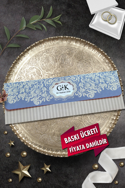 Cem Davetiye Düğün Nişan Nikah Kına Davetiyesi 3349 (100 ADET) Baskı Dahil