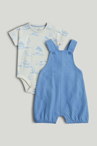 MOTHERCARE طقم سروال قصير وقميص كامل باللون الأزرق
