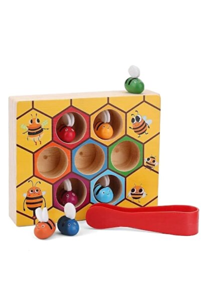 Stuniko ® Joc interactiv de dexteritate din lemn pentru copii, Stup cu albine...