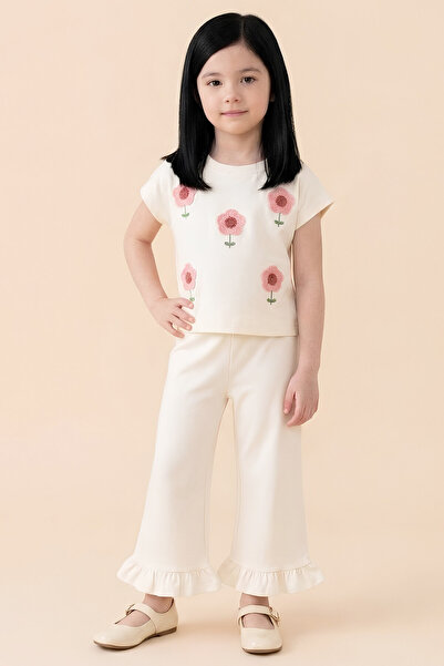 MODANINO Set de top și pantaloni brodat cu flori pentru fete, 3-10 ani 12651OZ