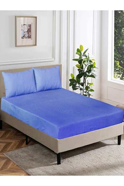 Cannon 3-Piece Fitted Sheet King Set Wide Stripe Navy 100% Cotton