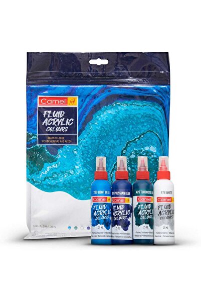 Camel Fluid Acrylic Colour, Canvas And Apron Kit – Aqua Shades