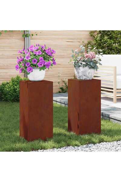 vidaxl Suport pentru plante 2 pcs Ruginit 24 x 24 x 55 cm
