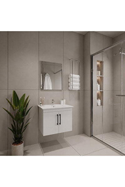 Creavit D20 Banyo Dolabı Seti Çekmeceli 80 Cm Beyaz