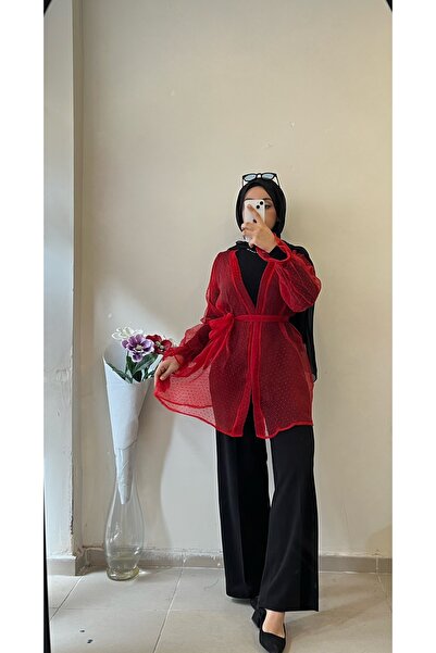 DİLEKBUTİK Kırmızı şifon yazlık kimono