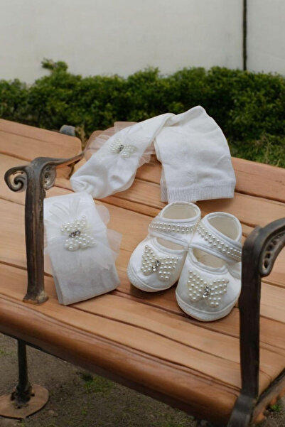 ÖZKARDEŞLER BABY kız bebek taşlı gtülü patik bandana killotlu çorap takım 3 lü