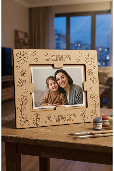 GÜL MZC Boyanabilir Ahşap Fotoğraf Çerçevesi 15x20 cm - "Canım Annem" Temalı ...