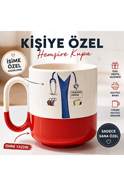 BB TRADE Kişiye Özel Erkek Doktor İsimli Kırmızı Pro Kupa Bardak 300ml