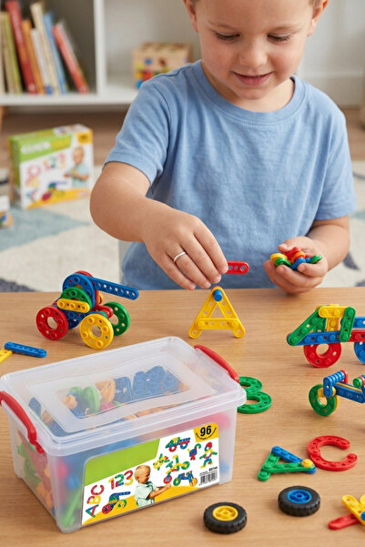craftivio 96 Piece Boxed Educational Building Set - Letters, Numbers, and Veh...