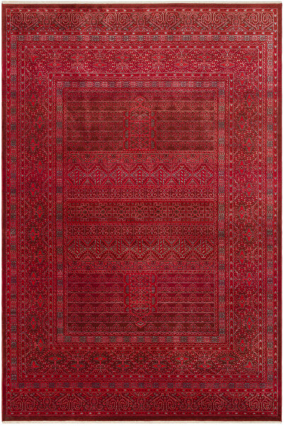 Cool Halı Panama Bordo Kırmızı Afgan Halı Vintage Etnik Desenli Premium Şık B...