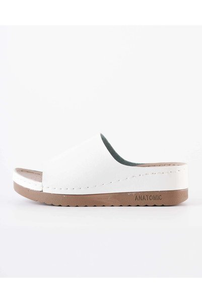 DR KLOMPA Women's Summer Comfortable Slippers Wide Band Soft Anatomical Sole Daily Comfort White