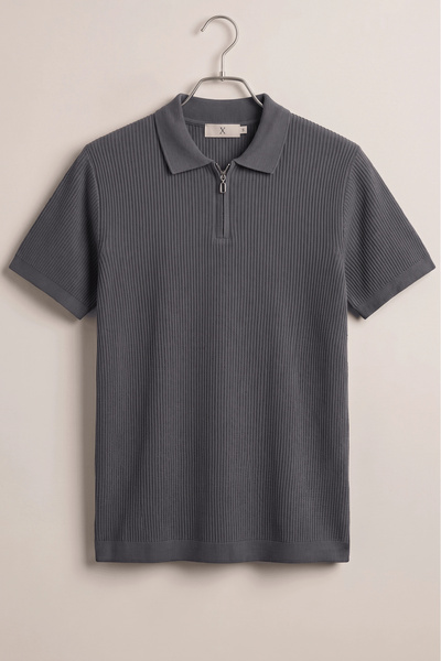 Edwox Men's Lycra Polo Neck T-Shirt Smoked Cd180