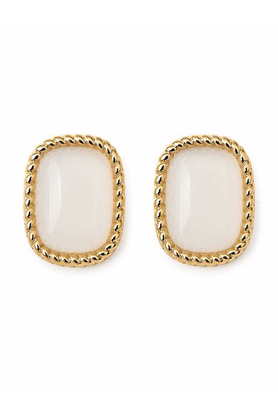 sheenez Kare Formlu Krem Gold Kadın Küpe (2-1,5 cm)
