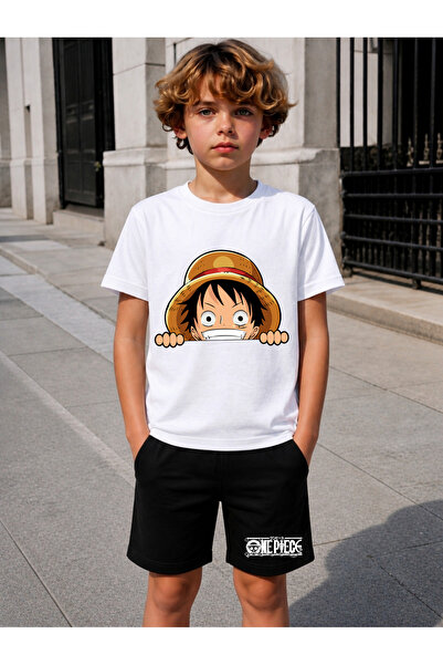 STİL-X One Piece Anime Printed Boys' Shorts-T-Shirt Set