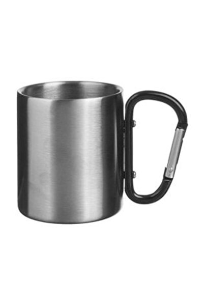 SHOPIENS Cană metalică pentru călătorii și camping cu mâner cu cârlig 200 ml