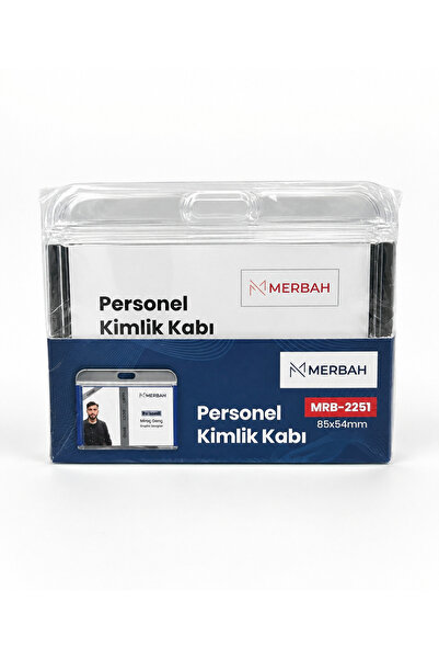 10’lu Yatay Şeffaf Personel Kimlik Kart Kabı Yaka Kartı Kılıfı Kart Koruyucu