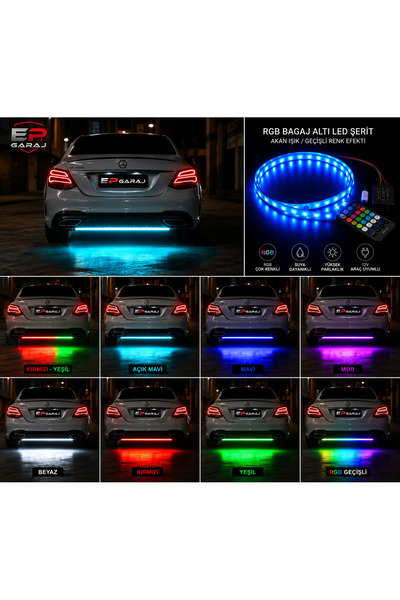 EP GARAJ OTOMOTİV EP GARAJ RGB BAGAJ ALTI LED ŞERİT Açık Mavi ✔ Kırmızı ✔ Bey...