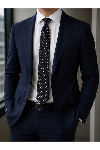 kravatçı Black Polka Dot Tie & Handkerchief Set