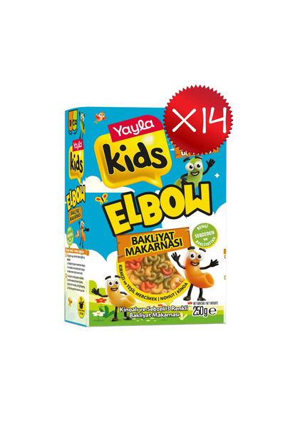 Yayla Kids Kinoalı Sebzeli 3 Renkli Elbow Bakliyat Makarnası 250 g x14