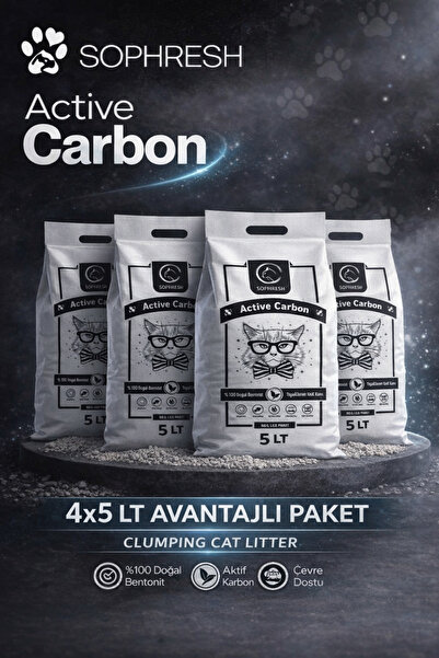SOPHRESH Aktif Karbonlu Kedi Kumu 4x5 Lt /Doğal Bentonit
