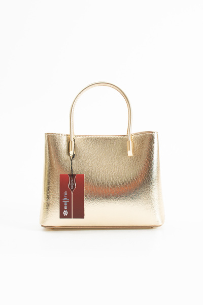 Sellini Jesse Vertical Form Gold Buckle Detailed Hand and Shoulder Bag Gold