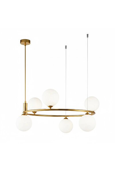 NZL Lighting Clau 6'lı Gold Çemberli Avize Camlı Avize