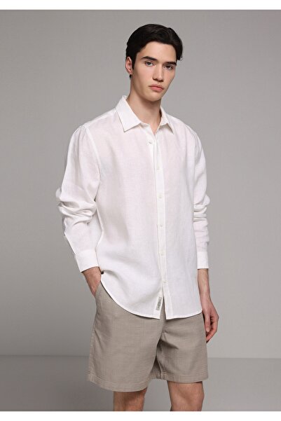 Colin's Regular Fit Shirt Neck Plain Men's White Long Sleeve Shirt