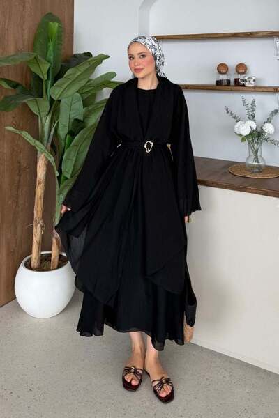 Şulemoda Giyim Viona Tulle Detailed Dress Black
