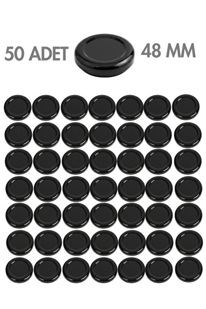 Milea 50 Adet Siyah Metal Kavanoz Kapağı – 48 mm (105 cc kavanozlara uyumlu)