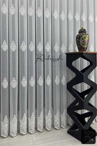 rendecioğlutekstil Tül Perde Suzene İşleme Serpme 5 Hiza Motif 5525 Desen