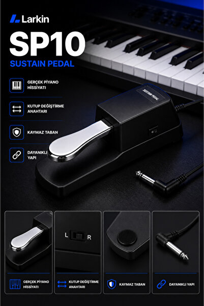 Larkin SP01 Sustain Pedal Switchli - Klavye Org Piyano Pedalı (6.35mm Sustain...
