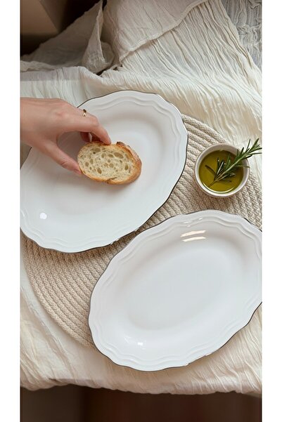 KÜTAHYA HOME Luxury 2'li 25 cm Altın Porselen Kayık Salata Takımı – Şık Sofra...
