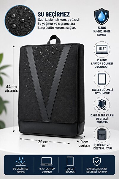 Superbag 15.6 İnç Uyumlu 3 Bölmeli Korumalı Su itici Kumaş Özellikli Laptop v...