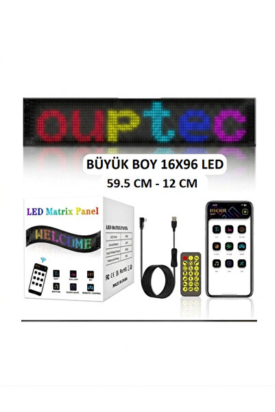 Ouptec Cama Yapışan LED Panel Esnek Animasyonlu Kayar Yazı Paneli 59x12 cm US...