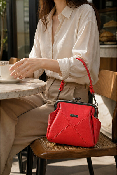 Moda Lime Red Women's Stylish Design Strap Hand and Shoulder Bag Modern Style...