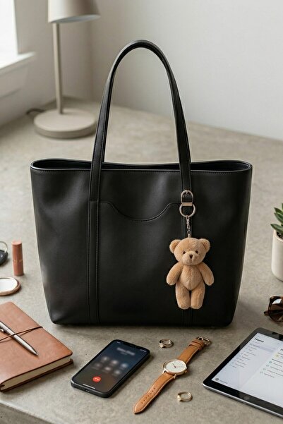 Vellamour Black Women's Tote Bag – Stylish and Everyday Use Bag with Teddy Be...