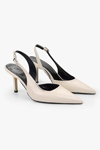 Shoeberry Women's Zenvia Ecru Skin Stiletto