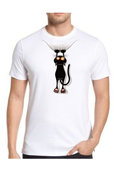 Krays Funny Cat Printed Claw Design Cotton Premium White Unisex Tshirt Fun De...