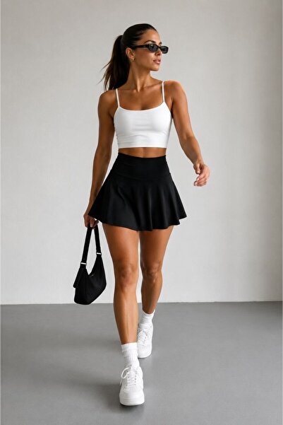 DENİZ FASHION Beliza 2"si 1 arada içten şortlu yüksek bel tennis spor etek